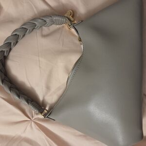 Aupen "Nirvana"  Minimalist Shoulder Bag with Braided Handle- Gray